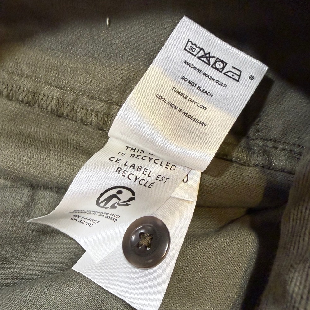 Outerknown Corduroy Utility Shorts Organic Cotton NWT Olive Green Fine Wale Sz12 - Picture 10 of 13